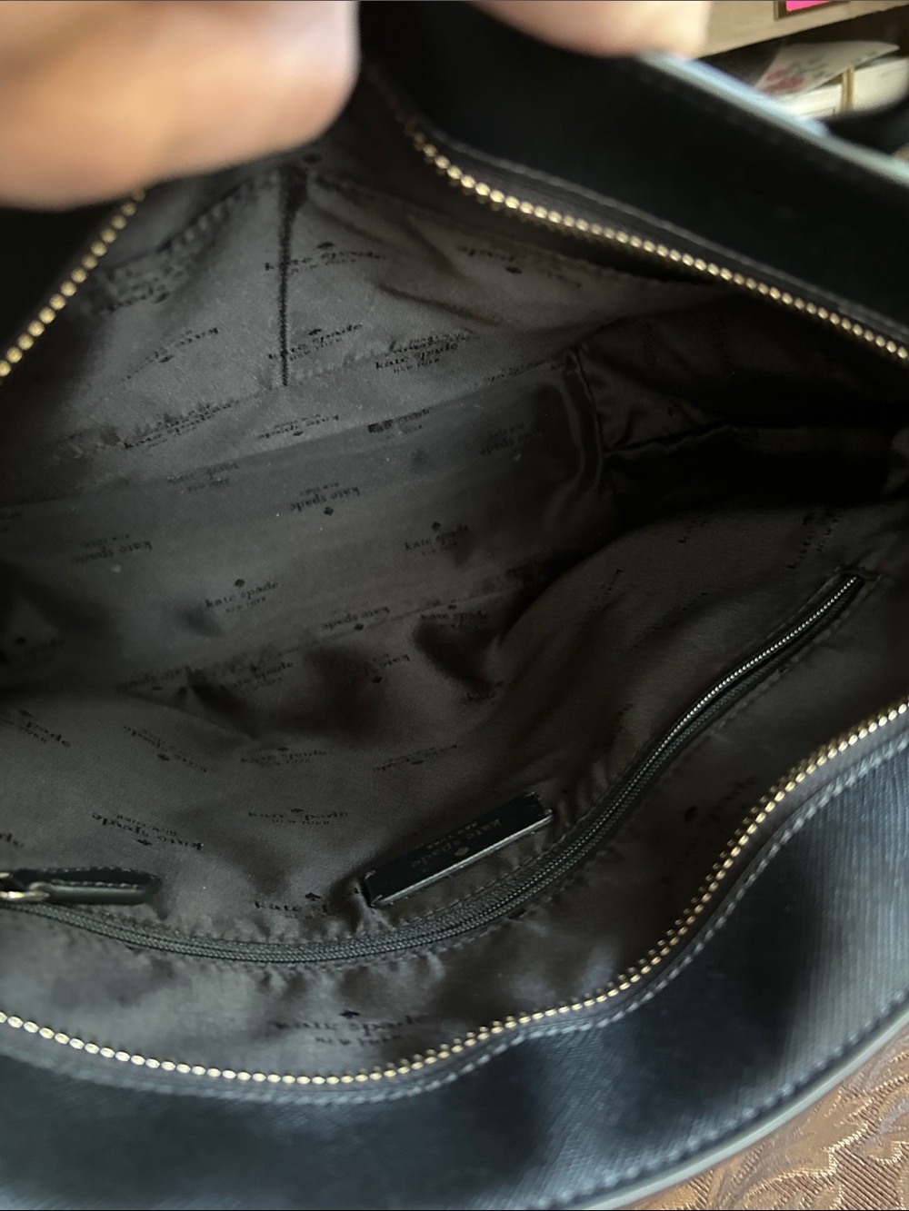kate spade Black Leather Tote with Front Pocket - Picture 6 of 9